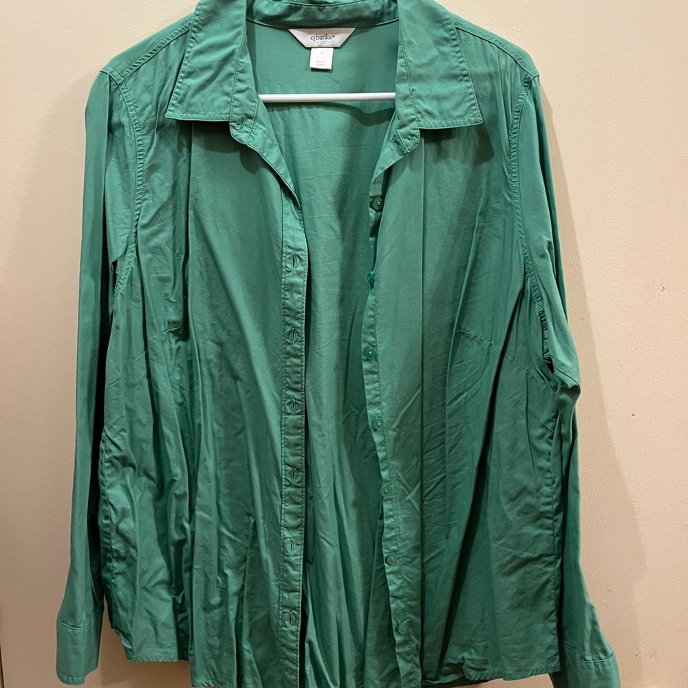 CJ Banks Teal Button-Down Shirt